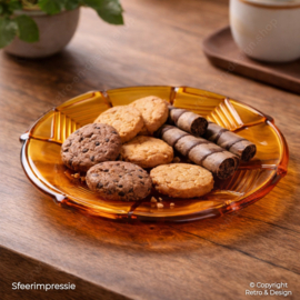 Vintage amber glazen schaal – persglas – Ø ca. 30 cm