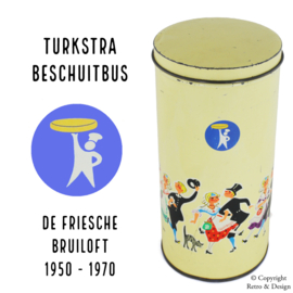 Explore the magic of the past with this Turkstra Rusk Tin, named "De Friesche Bruiloft"!