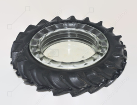 Glass vintage 1960s-1970s ashtray encased in a rubber car tire