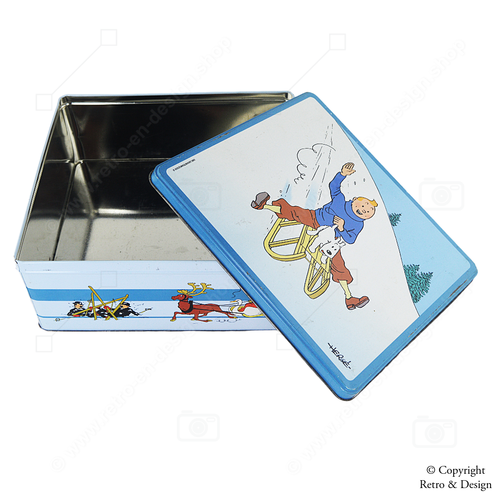 Lata Vintage de Galletas Delacre “Tintín y Milú en el Trineo” – Edición Limitada de Colección (2003)
