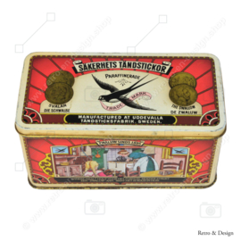 Vintage Blechdose für Streichhölzer der Zwaluw-Marke "Säkerhets Tändstickor" seit 1895