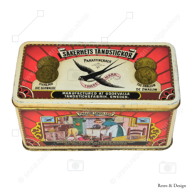 Vintage tin for matches of the Zwaluw brand "Säkerhets Tändstickor" since 1895