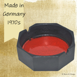Octagonal vintage glazed earthenware lava ashtray made in Germany