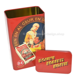 Set of two retro tins by Douwe Egberts with nostalgic images