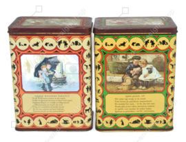 Vintage set of two tins for Royco soup with images of Ot and Sien by C. Jetses