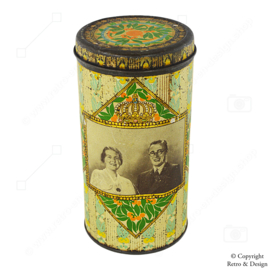 Vintage Biscuit Tin Commemorating the Marriage of Princess Juliana and Prince Bernhard