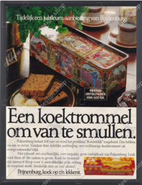 Vintage blikken trommel voor ontbijtkoek van Peijnenburg, jubileum 1883-1983