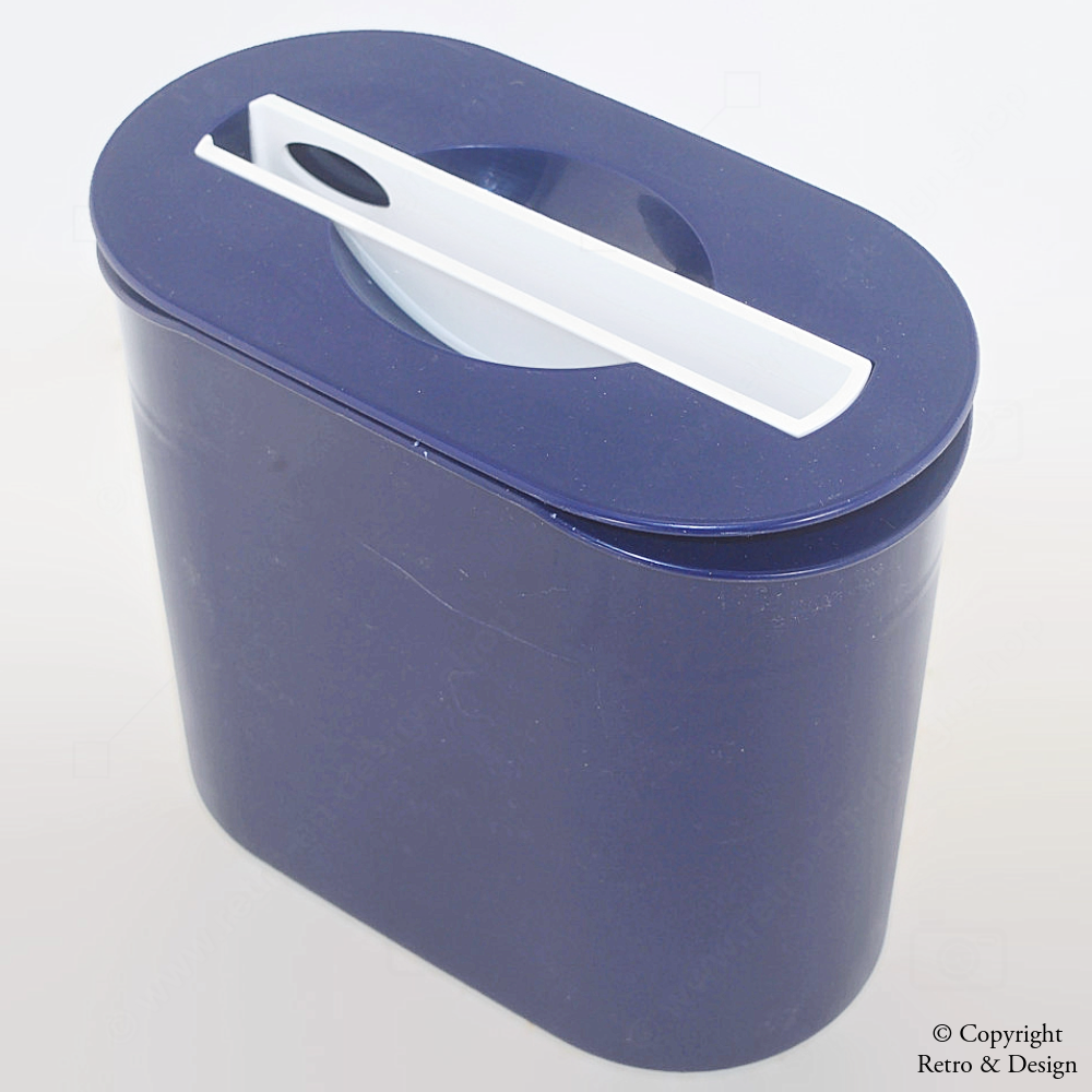 Vintage Dark Blue Tupperware Preludio Collection Ice Bucket with White Tongs – 1993