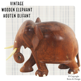 Artesanía Retro: Elefante de Madera Teak Hecho a Mano de los Años 60/70