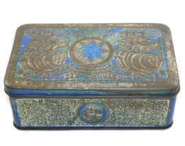 Tobacco tin in blue / silver with embossed with ships for star-tobacco by Niemeijer