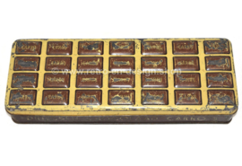 Elongated Brocante tin box with relief lid for Carros, chocolate from DRIESSEN