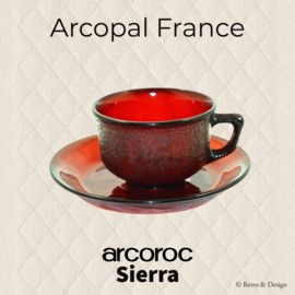 Arcoroc Sierra cup and saucer in ruby red