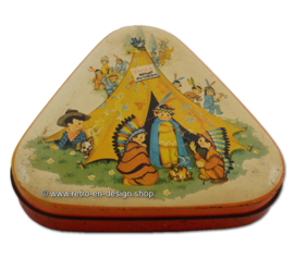 Lata triangular vintage de George HORNER "vaqueros e indios"