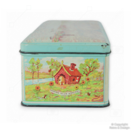 Vintage De Bruinkoek Biscuit Tin – “Honing in uw Woning” – Dutch Landscape