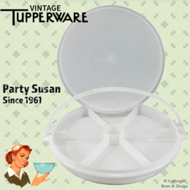 Bandeja Vintage Tupperware "Susan" – 6 Compartimentos, con Asa y Tapa (Ø 33 cm)
