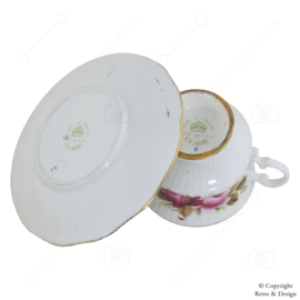 Tasse et Soucoupe Vintage en Bone China – Clare – Motif de Roses