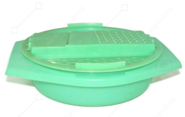 Vintage Tupperware grater or slicing dish in jade green with lid