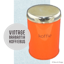 Orange vintage tin canister for coffee, made by Brabantia