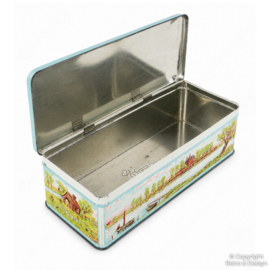 Vintage De Bruinkoek Biscuit Tin – “Honing in uw Woning” – Dutch Landscape
