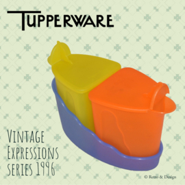 Vintage Tupperware Expressions melk- en suikerkannetje of tafelsetje in houder