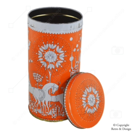 Boîte à biscuits vintage Verkade : Boîte orange avec décor rétro des années 1950-1970