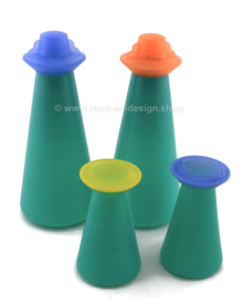 Vintage Tupperware Expressions Öl- und Essigflasche mit Salz- und Pfefferstreuer