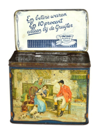 Vintage De Gruyter koffieblik - theeblik met afbeelding van Engelse slipjacht of vossenjacht