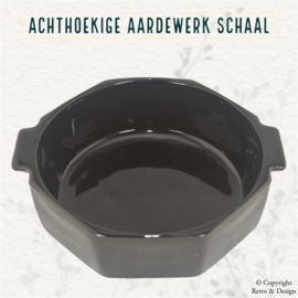 "Vintage Achteckige Steingut-Schale - Exquisite 80er-Jahre-Charme"