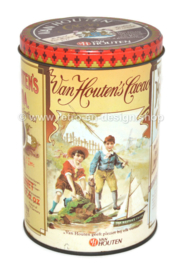 Vintage Blechdose für Kakao von Van Houten mit nostalgischen Bildern