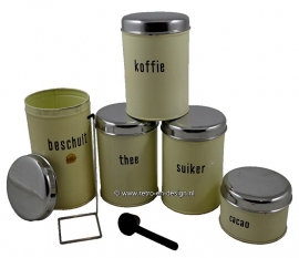 Brabantia set voorraadbussen, Beschuit, Koffie, Thee, Suiker, Cacao