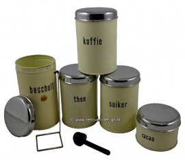 Brabantia conjunto de latas Beschuit, Koffie, Suiker, Thee, Cacao