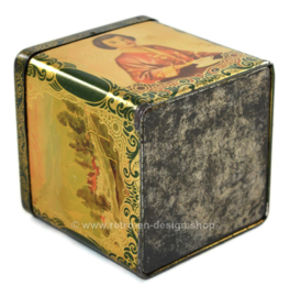 Square green tea tin in cube shape by co-op