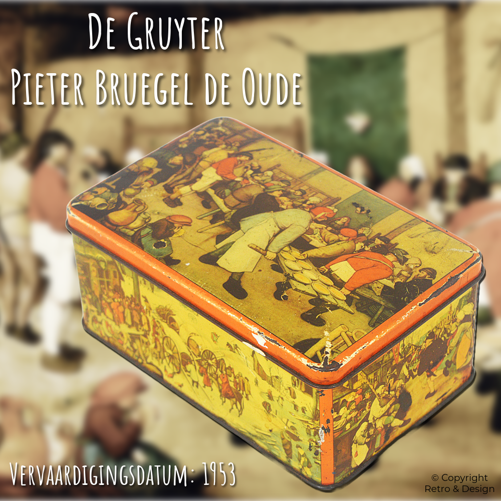 De Gruyter Vintage Cocoa Tin (1953) – Featuring Masterpieces by Pieter Bruegel the Elder