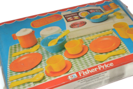Vintage 24-delige Fisher-Price kinderkeuken met kookstel
