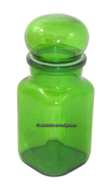 Vintage Apothekers Glas in grün mit Kappe