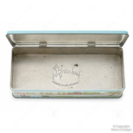 Vintage De Bruinkoek Biscuit Tin – “Honing in uw Woning” – Dutch Landscape