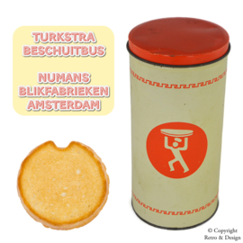 Vintage 1960s Biscuit Tin from Turkstra with Baker Figure in Red Circle