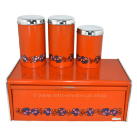 Orange bread bin and storage containers, design Diana, brand Brabantia