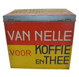 Grande boîte de rangement par Van Nelle pour café et thé en jaune-rouge-bleu