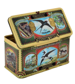Tin box for Zwaluw matches with images of different swallows