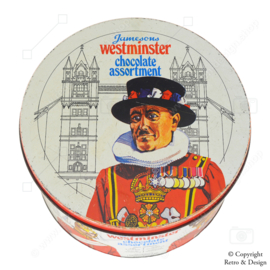 "Vintage Jamesons Westminster Schokoladenblechdose aus dem Jahr 1977"