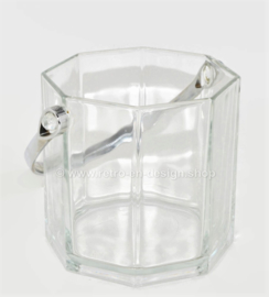 Vintage clear glass Ice bucket for ice cubes by Arcoroc France, Octime-clear