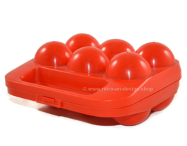 Plastic vintage red egg holder for six eggs