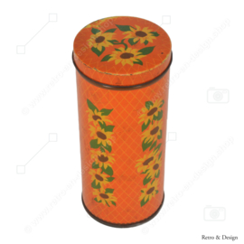 Vintage orange karierte Dose mit Sonnenblumen für VERKADE Biskovite Zaandam