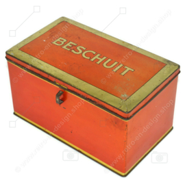 Vintage orange tin with golden piping for rusk