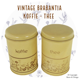 "Bezauberndes Brabantia: Vintage Kaffee- und Teedosenset mit Wildblumendekor"