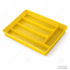 Vintage Cutlery Tray / Drawer Organizer – Plastic – 1960s/70s – Yellow