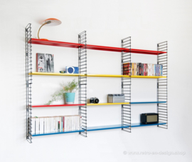 Retro Tomado wall rack in original red, blue and yellow colors from 1958