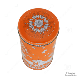 Vintage Verkade Biscuit Tin: Orange Tin with Retro Decor from the 1950s-'70s