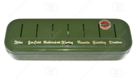 Nostalgische Vintage Brabantia Haushaltsspardose in der Farbe Grün, mit Schlüssel